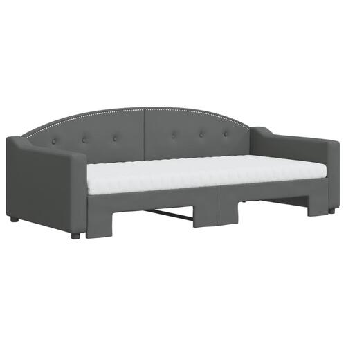 Daybed med udtræk og madras 90x190 cm stof mørkegrå