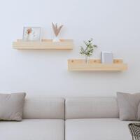 Væghylder 2 stk. 50x12x9 cm massivt fyrretræ