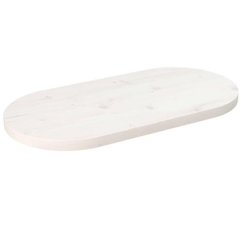 Bordplade 70x35x2,5 cm oval massivt fyrretræ hvid