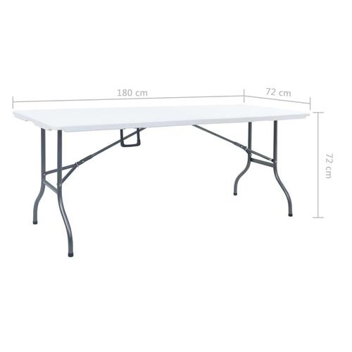 Foldbart havebord 180 x 75 x 74 cm HDPE hvid