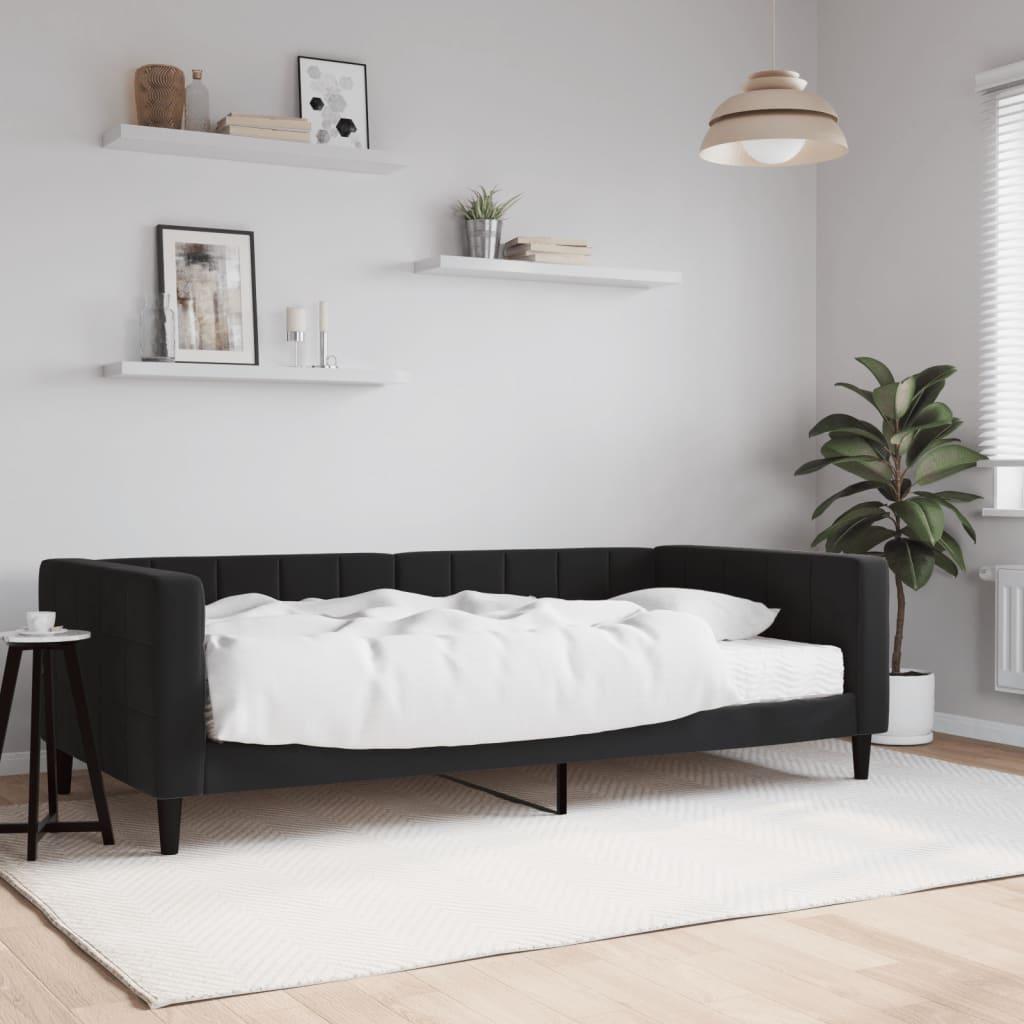 Daybed Velour Sort - med madras / 100 x 200 cm