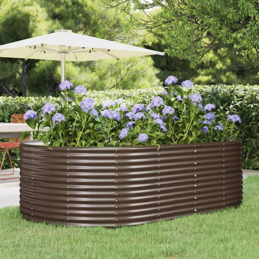Oval plantekasse/højbed 212 × 140 × 68 cm - galvaniseret stål, brun