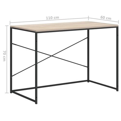 Computerbord 110x60x70 cm konstrueret træ sort og egetræsfarvet