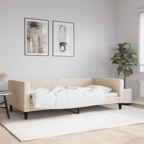 Daybed 100×200 cm i stof - cremefarvet sengeramme/sofa