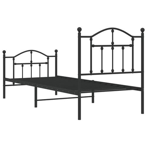 Sengeramme med sengegavl og fodgærde 80x200 cm metal sort
