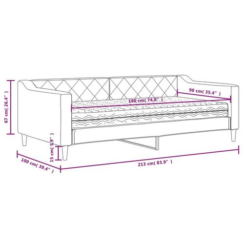 Daybed med madras 90x190 cm stof mørkegrå