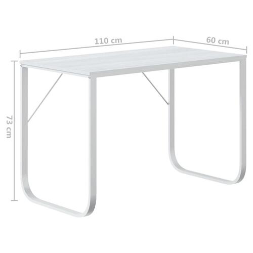 Computerbord 110x60x73 cm spånplade hvid