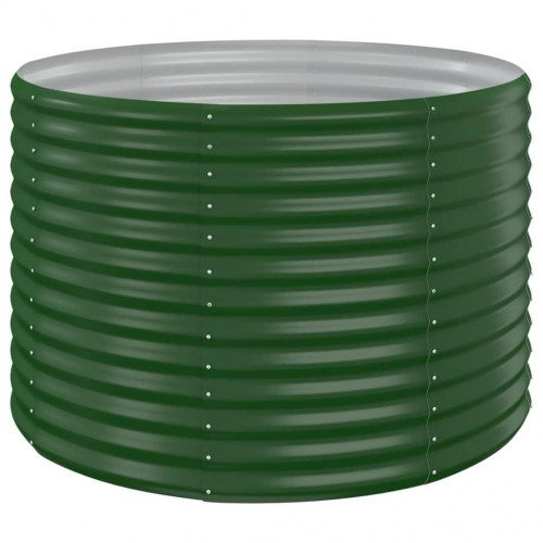 Rund plantekrukke/højbed 100 × 100 × 68 cm - galvaniseret stål, grøn