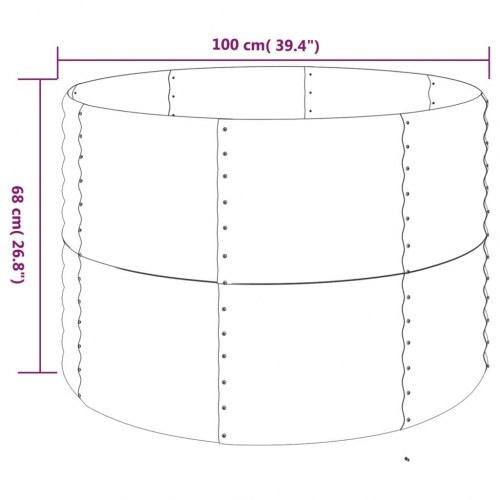 Rund plantekrukke/højbed 100 × 100 × 68 cm - galvaniseret stål, grøn