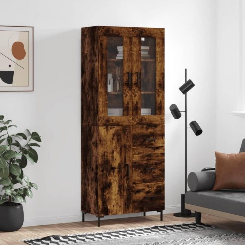 Højskab 69,5x34x180 cm konstrueret træ røget egetræsfarve