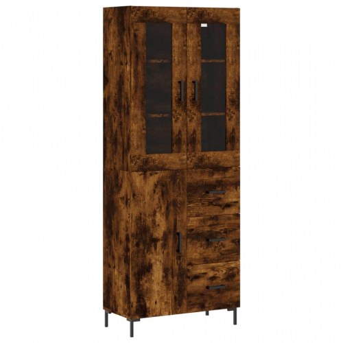Højskab 69,5x34x180 cm konstrueret træ røget egetræsfarve