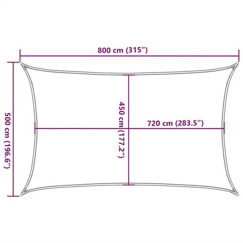 Solsejl 5x8 m 160 g/m² HDPE lysegrøn