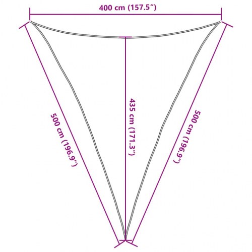 Solsejl trekant 4×5×5 m - HDPE 160 g/m², rød