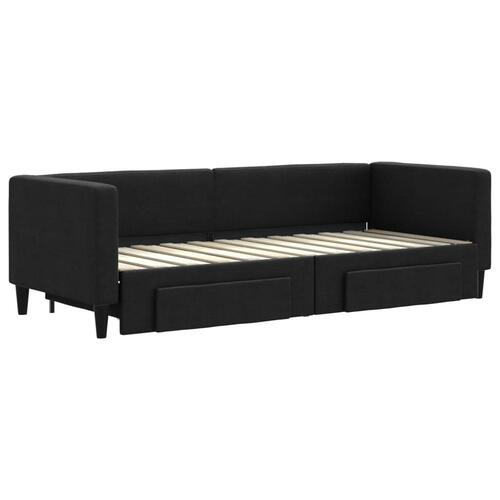 Daybed med udtræk og skuffer 80x200 cm stof sort