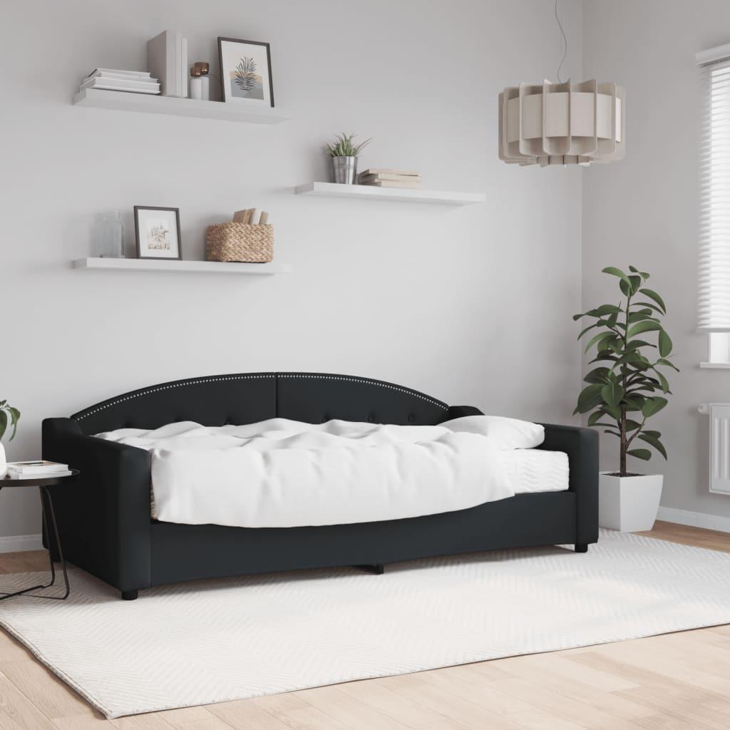 Daybed med madras 90x190 cm stof sort billede