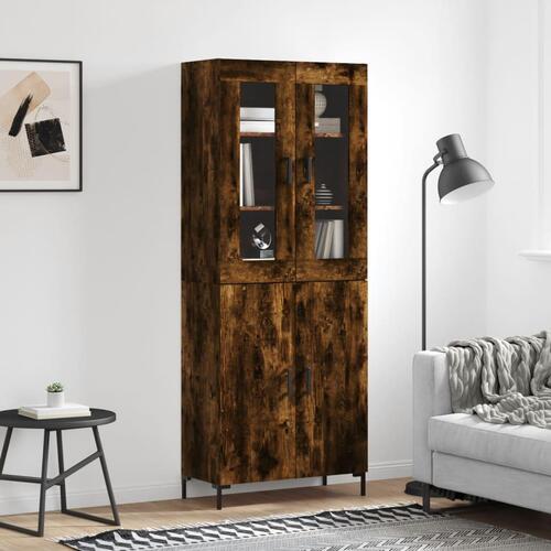 Højskab 69,5x34x180 cm konstrueret træ røget egetræsfarve