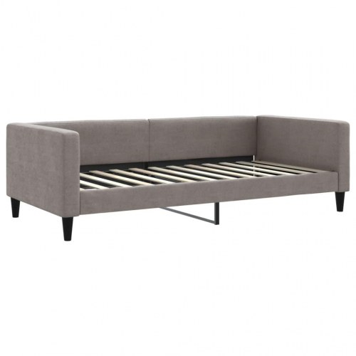 Daybed 100×200 cm i stof - gråbrun sovesofa med ryglæn og armlæn