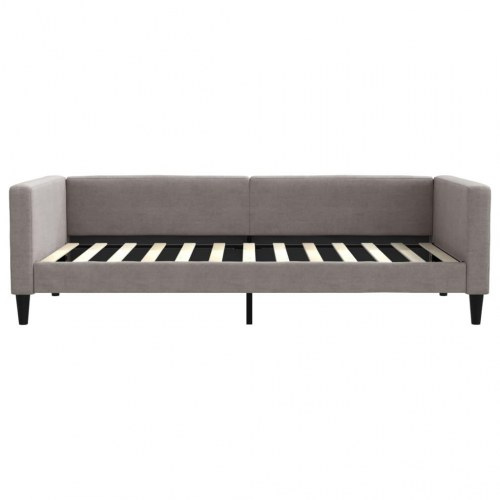 Daybed 100×200 cm i stof - gråbrun sovesofa med ryglæn og armlæn