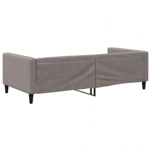 Daybed 100×200 cm i stof - gråbrun sovesofa med ryglæn og armlæn