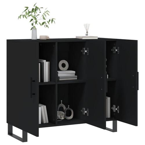 Skab 90x34x80 cm konstrueret træ sort