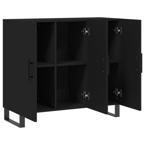 Skab 90x34x80 cm konstrueret træ sort