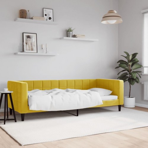Daybed 80×200 cm i velour - gul sengeramme/sovesofa