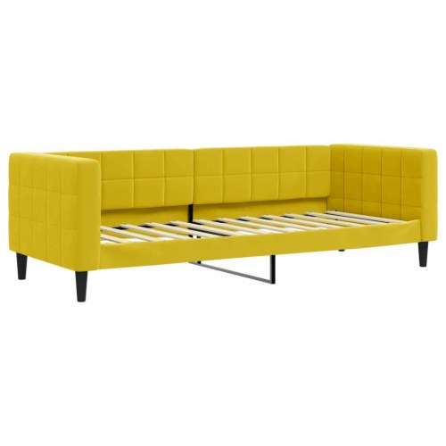 Daybed 80×200 cm i velour - gul sengeramme/sovesofa