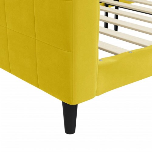 Daybed 80×200 cm i velour - gul sengeramme/sovesofa