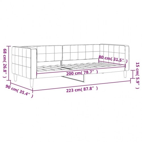 Daybed 80×200 cm i velour - gul sengeramme/sovesofa