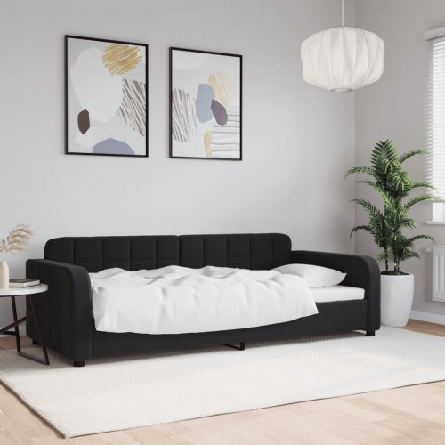 Daybed 90x190 cm i velour - sort sovesofa/sengeramme