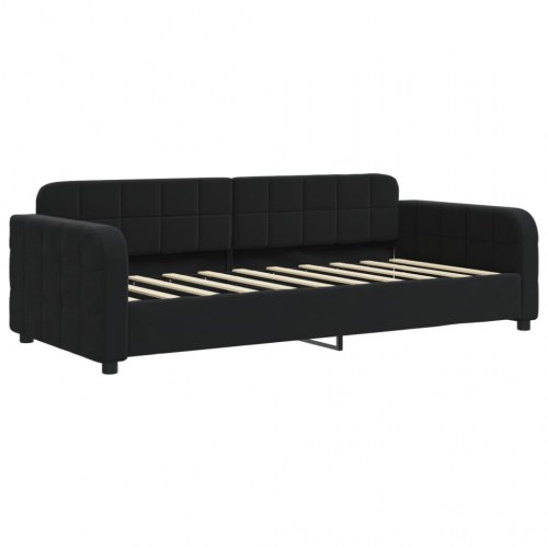 Daybed 90x190 cm i velour - sort sovesofa/sengeramme