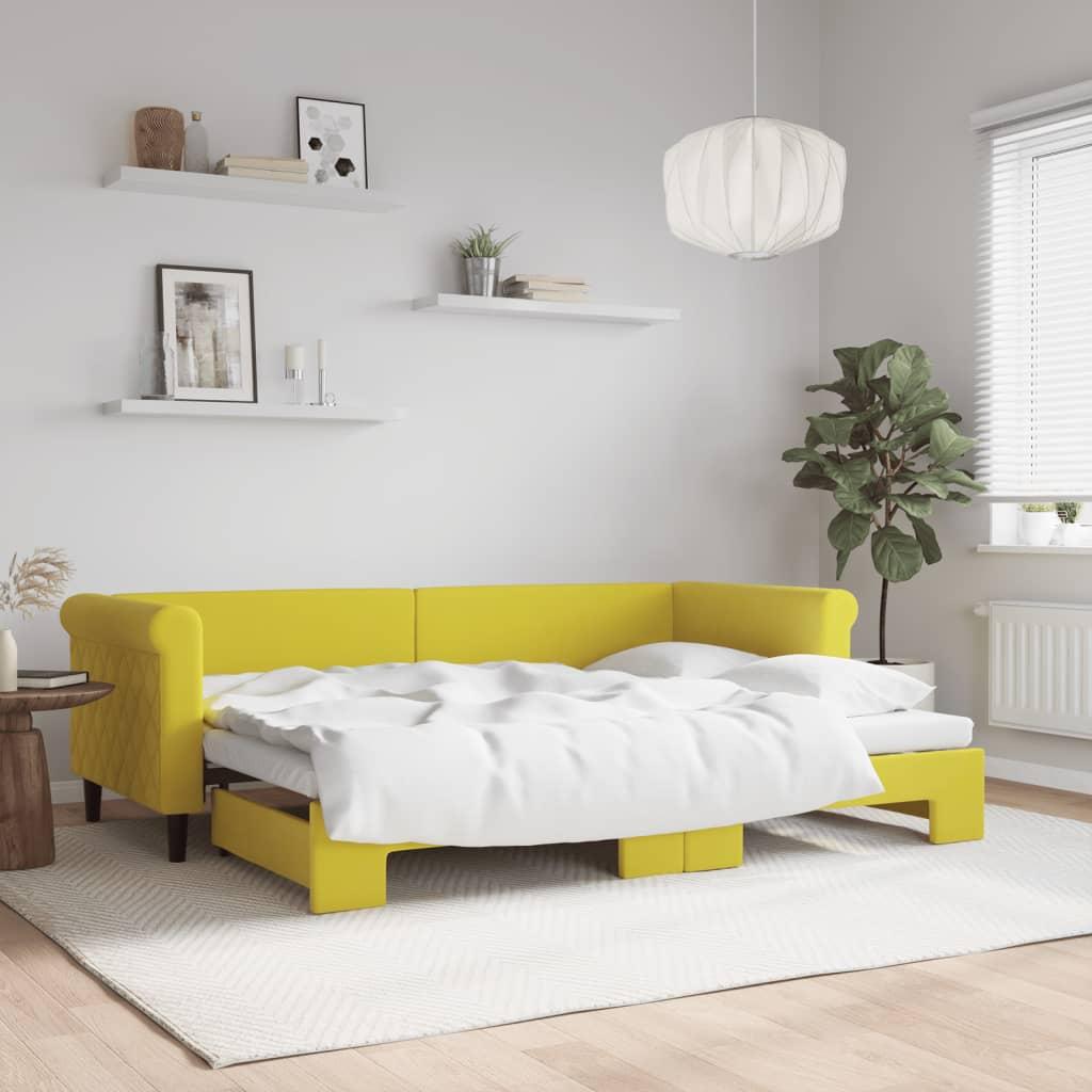 Daybed med udtræk 80x200 cm velour gul billede
