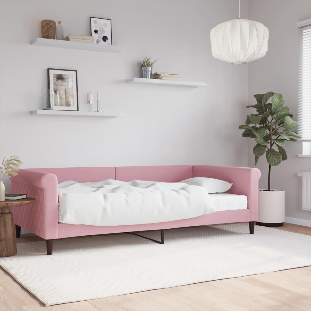 Daybed Velour Pink Lyserød - med madras / 100 x 200 cm