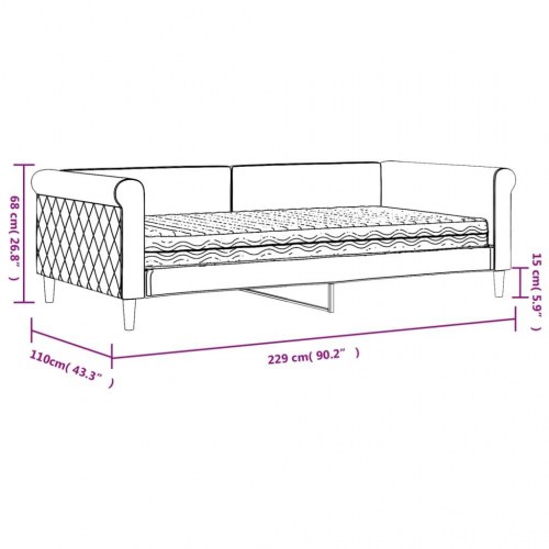 Daybed med madras 100×200 cm - velour, lyserød