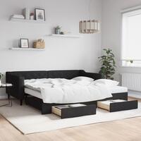Daybed med udtræk og skuffer 100x200 cm stof sort