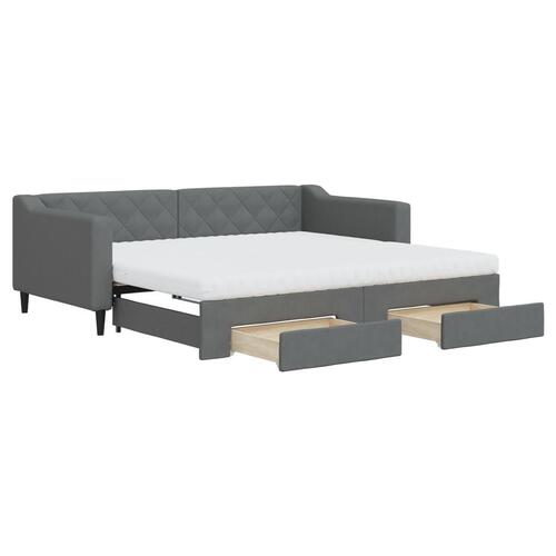 Daybed med udtræk og skuffer 90x190 cm stof mørkegrå