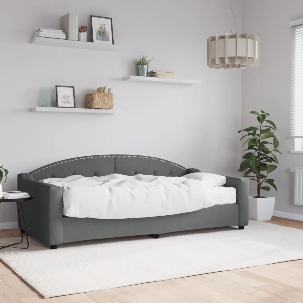 Daybed med madras 90x190 cm stof mørkegrå billede