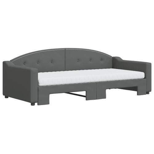 Daybed med udtræk og madras 90x200 cm stof mørkegrå