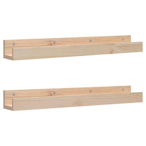 Væghylder 2 stk. 80x12x9 cm massivt fyrretræ