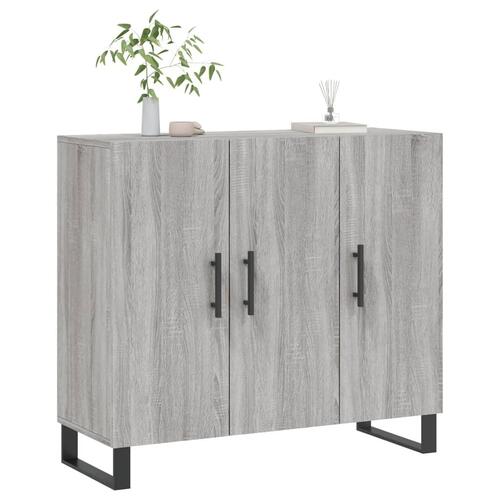 Skab 90x34x80 cm konstrueret træ grå sonoma-eg