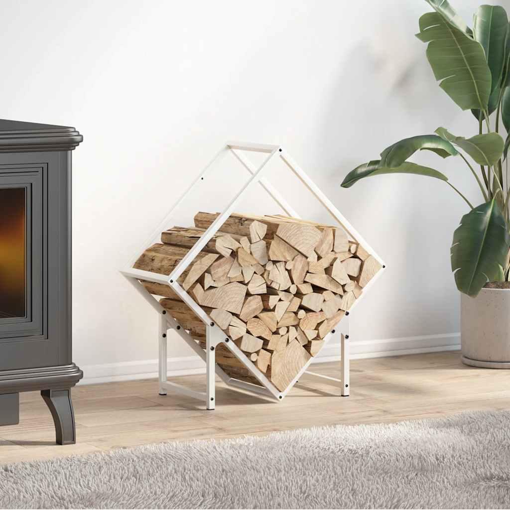 Brændestativ 60x25x60 cm koldvalset stål hvid billede