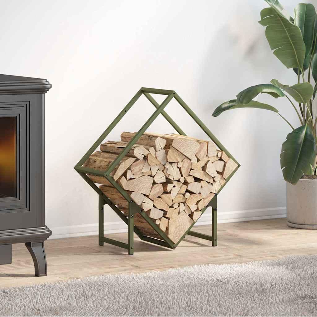 Brændestativ 60x25x60 cm koldvalset stål olivengrøn billede