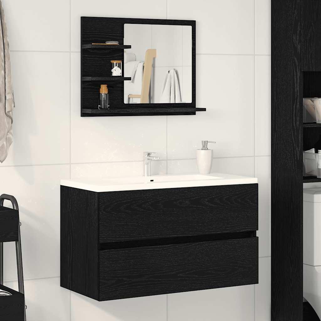 Badeværelsesspejl 60x10,5x45 cm konstrueret træ sort eg