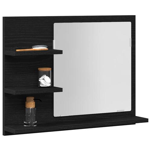 Badeværelsesspejl 60x10,5x45 cm konstrueret træ sort eg