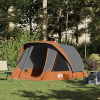 4-personers campingtelt vandafvisende grå og orange