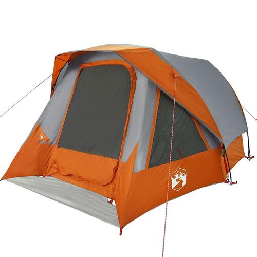 4-personers campingtelt vandafvisende grå og orange