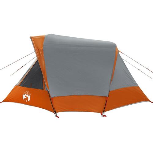 4-personers campingtelt vandafvisende grå og orange