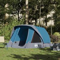 4-personers campingtelt vandafvisende blå