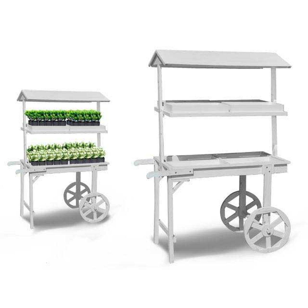 Plantebord med hjul Ibergarden - hvid træ, 121 × 171 × 59 cm