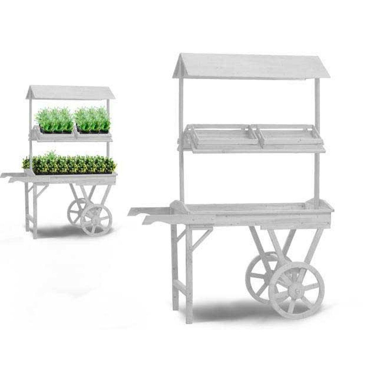 Plantebord med hjul Ibergarden - hvid gran 118 × 176,5 × 58 cm